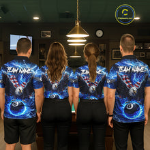 Load image into Gallery viewer, US Flag Eagle Thunder Blue Pool 8 Ball Women Billiard Shirt Custom Patriotic Billiard Team Attire NYN2604