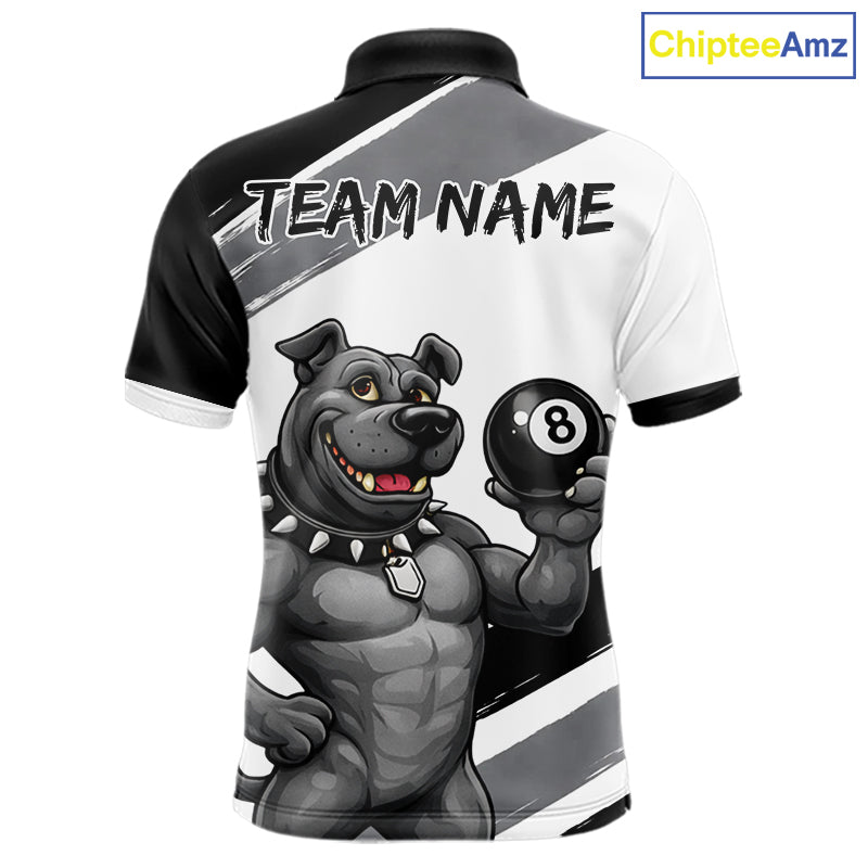 Grey And White Paint Funny Bulldog 8 Ball Billiard Pool Shirt For Men Custom Billiard Team Appeal NYN2765