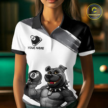 Load image into Gallery viewer, Grey And White Paint Funny Bulldog 8 Ball Billiard Pool Shirt For Women Custom Billiard Team Appeal NYN2765