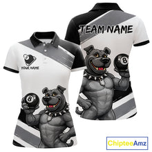 Load image into Gallery viewer, Grey And White Paint Funny Bulldog 8 Ball Billiard Pool Shirt For Women Custom Billiard Team Appeal NYN2765