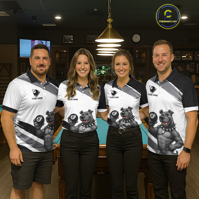 Grey And White Paint Funny Bulldog 8 Ball Billiard Pool Shirt For Women Custom Billiard Team Appeal NYN2765