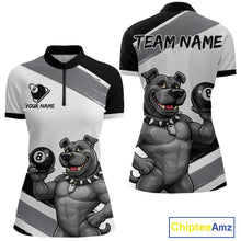 Load image into Gallery viewer, Grey And White Paint Funny Bulldog 8 Ball Billiard Pool Shirt For Women Custom Billiard Team Appeal NYN2765