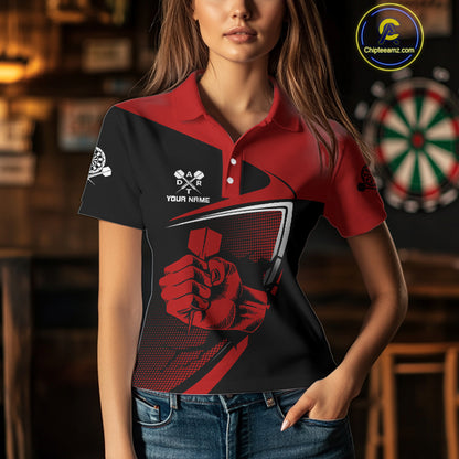 Custom Black And Red Dart Arrows Dart Shirts For Women Outfits Dart Team Jerseys NYN0064