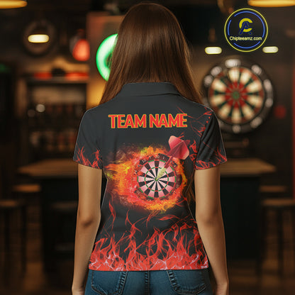 Red Fire Flame Dartboard Custom Dart Shirt For Women, Dart Team Jerseys NYN0216