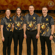 Load image into Gallery viewer, Black And Gold Crown Bowling Ball &amp; Pin Jerseys For Men Custom Claws Skull Bowling Team Attire NYN3170