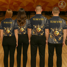Load image into Gallery viewer, Black And Gold Crown Bowling Ball &amp; Pin Jerseys For Men Custom Claws Skull Bowling Team Attire NYN3170