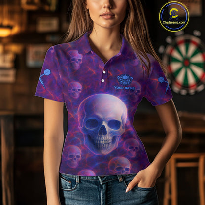 Colorful Lightning Skulls Pattern Darts Shirt For Women - Customizable Name & Team NYN0403