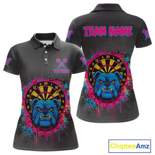 Load image into Gallery viewer, Custom Funny Bulldog Colorful Dartboard Darts Polo Shirt For Women Splatter Dart Jerseys NYN1826