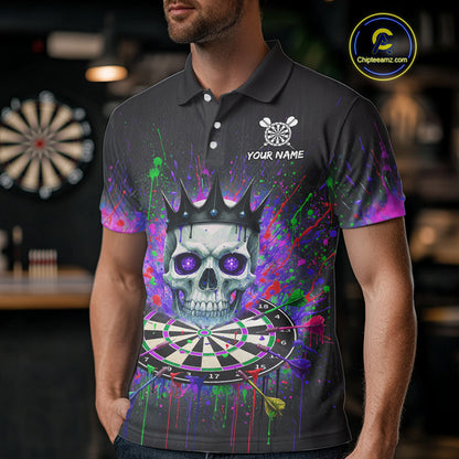 Grunge Pink Ribbon Dartboard Custom Breast Cancer Awareness Darts Polo Shirt For Men NYN1825