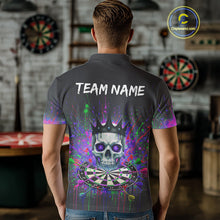 Load image into Gallery viewer, Grunge Pink Ribbon Dartboard Custom Breast Cancer Awareness Darts Polo Shirt For Men NYN1825