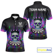 Load image into Gallery viewer, Grunge Pink Ribbon Dartboard Custom Breast Cancer Awareness Darts Polo Shirt For Men NYN1825