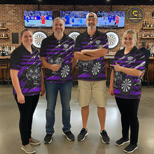 Load image into Gallery viewer, Purple Grunge Grey Smoke Tiger Dartboard Custom Dart Quarter-Zip Shirt Women Dart League Jerseys NYN2088