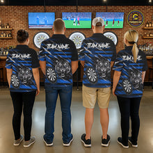 Load image into Gallery viewer, Blue Grunge Grey Smoke Tiger Dartboard Custom Dart Quarter-Zip Shirt Men Dart League Jerseys NYN2089