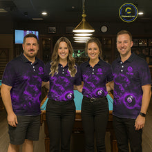 Load image into Gallery viewer, Horror Wolfs Purple Flames Smoke Pool 8 Ball Women Billiard Shirt Custom Ball Billiard Team Attire NYN2621
