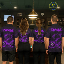 Load image into Gallery viewer, Horror Wolfs Purple Flames Smoke Pool 8 Ball Women Billiard Shirt Custom Ball Billiard Team Attire NYN2621