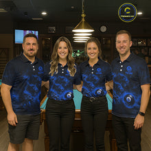 Load image into Gallery viewer, Horror Wolfs Blue Flames Smoke Pool 8 Ball Women Billiard Shirt Custom Ball Billiard Team Attire NYN2622