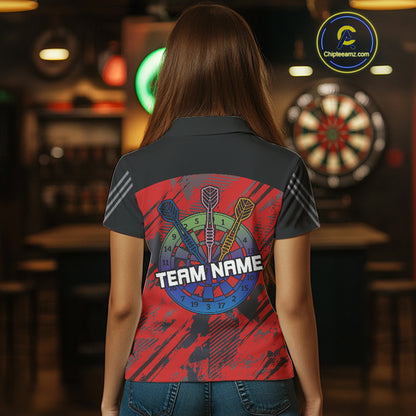 Multi-Color Dartboard Custom Polo & 1/4 Zip Dart Shirt For Women, Dart Team Jerseys NYN0220