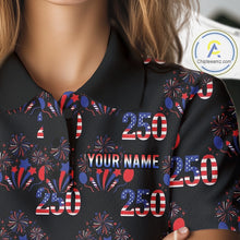 Load image into Gallery viewer, USA 250Th Anniversary Womens Golf Polo Shirt Custom Golf Pattern Patriotic Golf Tops |Black NYN3389