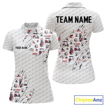 Load image into Gallery viewer, USA 250th anniversary womens golf polo white golf ball patriotic shirt