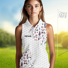 Load image into Gallery viewer, USA 250Th Anniversary Womens Golf Sleeveless Polo Shirt Custom White Golf Ball Patriotic Golf Tops NYN3392