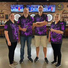 Load image into Gallery viewer, Purple Neon Tiger Lightning Dartboard Men Dart 1/4-Zip Shirts Custom Name &amp; Team Dart Jerseys NYN2099