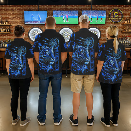 Blue Neon Tiger Lightning Dartboard Women Dart Polo Shirts Custom Name & Team Dart Jerseys NYN2100