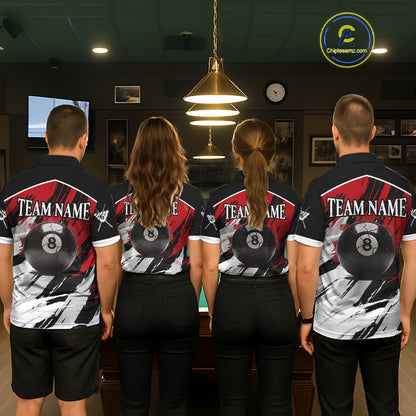 Black & Red Grunge Billiard Ball Shirts For Women Personalized Cracked 8 Ball Billiard Gifts NYN2340