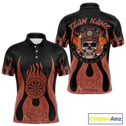 Skull Firefighter Orange-Black Custom Flame Dart Shirt For Men, Dart Team Jerseys NYN0229