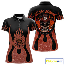 Load image into Gallery viewer, Skull Firefighter Orange-Black Custom Flame Dart Shirt For Women, Dart Team Jerseys NYN0229