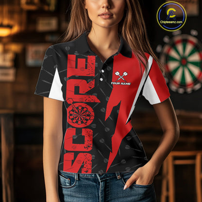 Red Score Dartboard Grunge Darts Shirt For Women - Custom Name & Team Jersey NYN0612