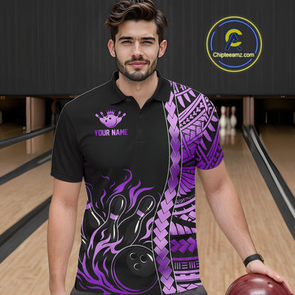 Male athlete wearing purple bowling jersey, league-ready uniform