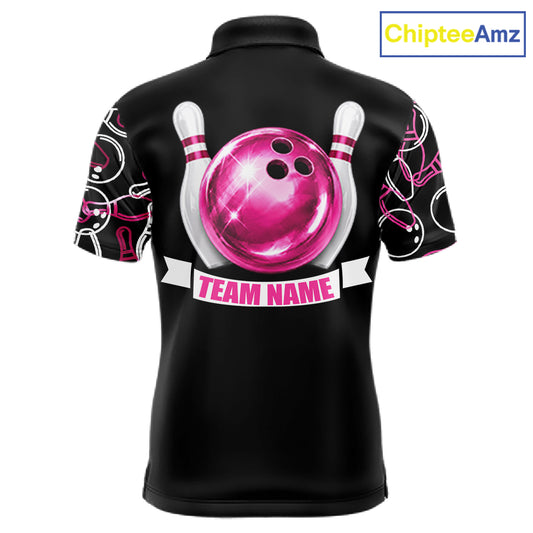 Men's holographic bowling polo, custom bowling league jersey, reflective bowling apparel