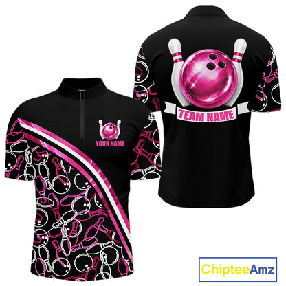 Men's holographic bowling quarter-zip, reflective bowling tournament apparel