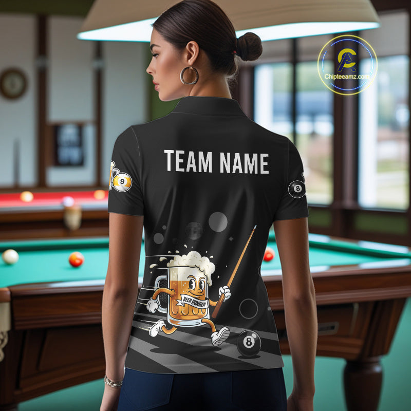 Funny Beer Play Pool 8 Ball Women's Billiard Team Shirt Custom Billiard Polo & 1/4 Zip Attire NYN2364