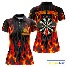 Load image into Gallery viewer, Custom Red Flames Dartboard Dart Shirts For Women Outfits Dart Team Jerseys NYN0072