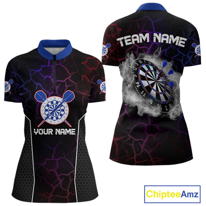 Custom Lightning And White Smoke Dartboard Dart Shirts For Women, Dart Team Jerseys NYN0074