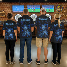 Load image into Gallery viewer, Blue Grunge Funny Tiger Women Dart Polo &amp; 1/4-Zip Shirt Custom Name Tiger Dart Jersey For Darters NYN2973