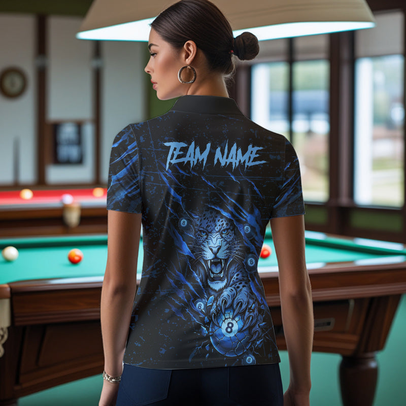 Blue Grunge Funny Tiger Women Dart Polo & 1/4-Zip Shirt Custom Name Tiger Dart Jersey For Darters NYN2973
