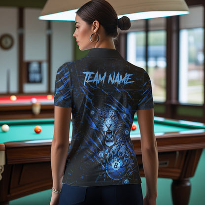 Blue Grunge Funny Tiger Women Dart Polo & 1/4-Zip Shirt Custom Name Tiger Dart Jersey For Darters NYN2973