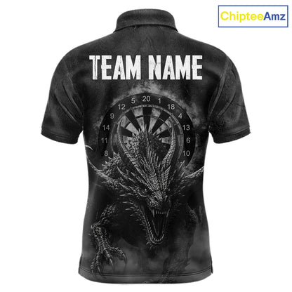 Custom Dragon Darts Shirt For Men With Cracked Stone, Dragon Grey Smoke Darts Team Jersey NYN3946