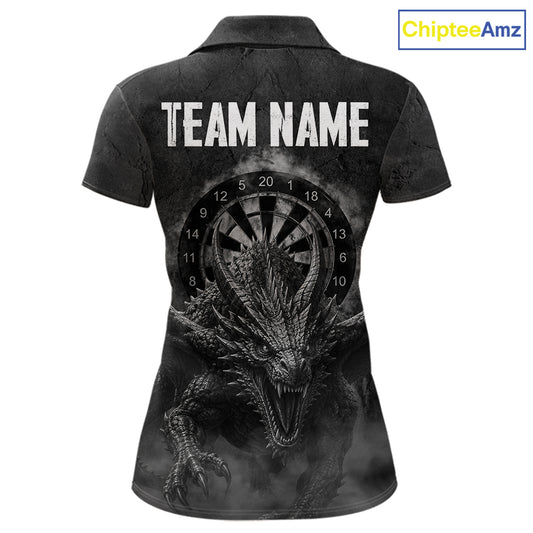 Custom Dragon Darts Shirt For Women With Cracked Stone, Dragon Grey Smoke Darts Team Jersey NYN3946