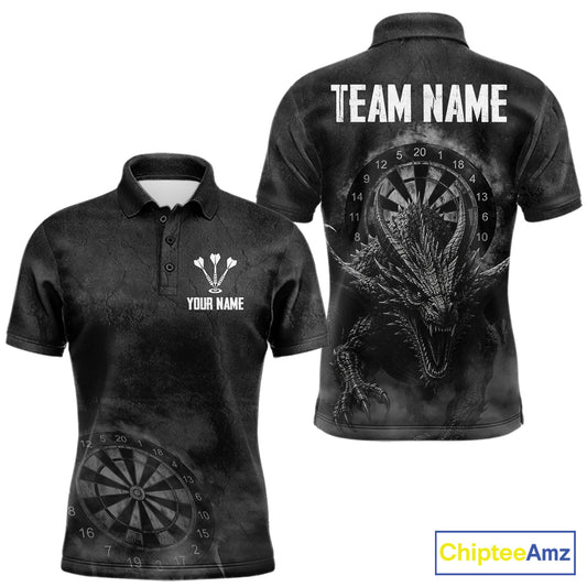 Custom Dragon Darts Shirt For Men With Cracked Stone, Dragon Grey Smoke Darts Team Jersey NYN3946