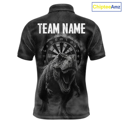 Custom Dinosaur Darts Shirt For Men With Cracked Stone, Dinosaur Grey Smoke Darts Team Jersey NYN3947