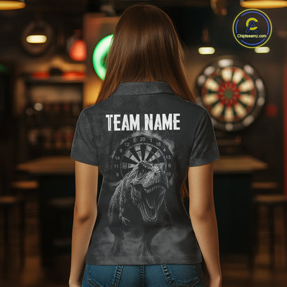 Custom Dinosaur Darts Shirt For Women With Cracked Stone, Dinosaur Grey Smoke Darts Team Jersey NYN3947