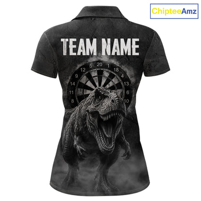 Custom Dinosaur Darts Shirt For Women With Cracked Stone, Dinosaur Grey Smoke Darts Team Jersey NYN3947