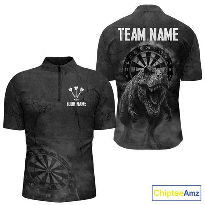 Custom Dinosaur Darts Shirt For Men With Cracked Stone, Dinosaur Grey Smoke Darts Team Jersey NYN3947
