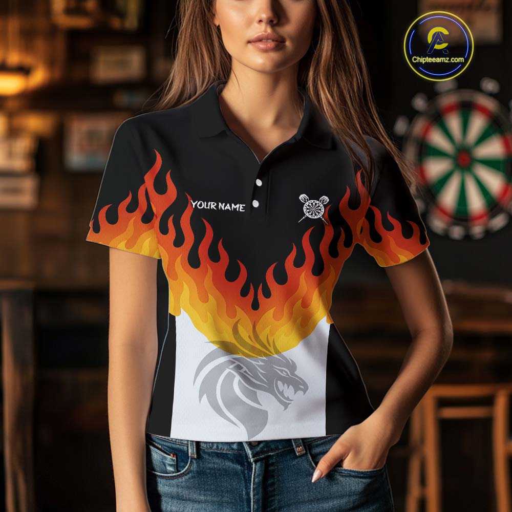 Dragon Fire Flame Dartboard Custom Dart Shirt For Women, Dart Team Jerseys NYN0090