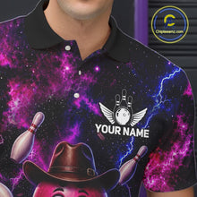 Load image into Gallery viewer, Funny Cowboy Bowling Ball Shirts For Men Custom Galaxy Tornado Bowling Team Jerseys NYN3414