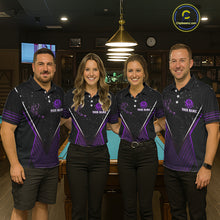 Load image into Gallery viewer, Purple Flames Smoke 8 Ball Pool Men Billiard Polo &amp; 1/4-Zip Attire Custom Billiard Shirt Designs NYN2409