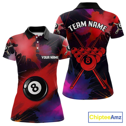 Grunge Paint Splatter Pink Ball 8 Billiard Shirts For Women Personalized Billiard Attire Gifts NYN2789